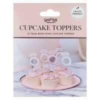 Cupcake Toppers "Team Bride" Roze - 12 stuks (5cm x 4cm)