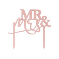 Cake Topper Taartdecoratie "Mr & Mrs" Acryl Roségoud