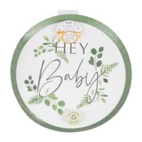 Assiettes en Papier "Hey Baby" Botanical - 8 pcs. (24cm)