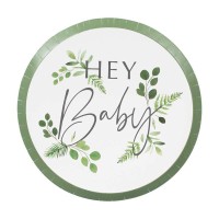Paper Plates Botanical 'Hey Baby' - 8 pcs. (24cm)