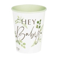 Gobelets en Papier "Hey Baby" Botanical - 8 pcs. (266ml)