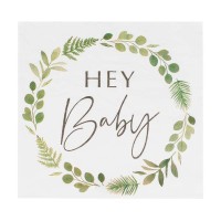 Servetten Papier "Hey Baby" Botanical - 16 Stuks (18 x 17cm)