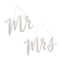 Wooden Mr and Mrs Chair Signs (30 x 14cm)