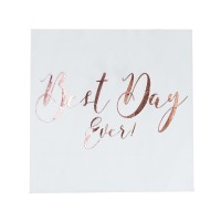 Serviette Papier "Best Day Ever" Weiss-Rosa Golden - 20 St. (33 x 33cm)