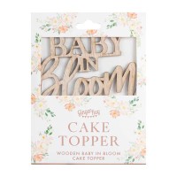 Cake Topper Taartdecoratie "Baby in Bloom" Hout (19,5 x 14cm)