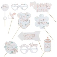 Photobooth Accessoires "Baby in Bloom" Rose Doré - 10 pc.