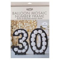 Black 30th Balloon Mosaic Frame Decoration