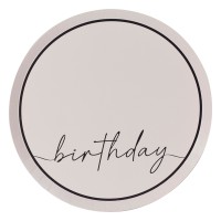 Nude and Black Happy Birthday Paper Party Plates - 8 pcs. (25cm)
