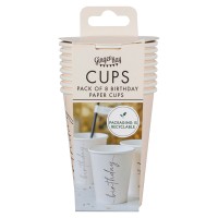 Nude and Black Happy Birthday Paper Party Cups - 8 pcs. (266ml)