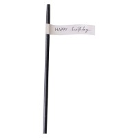 Nude and Black Happy Birthday Paper Straws - 16 pcs. (20cm)