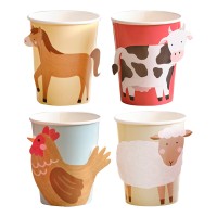 Farm Animals Paper Party Cups - 8 pcs. (266ml)