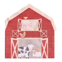 Barn Shaped Farm Paper Party Napkins - 16 pcs. (16,5 x 15 cm)