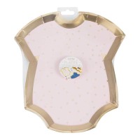 Paper Plates 'Body' Gender Reveal Mixed Pink and Blue with Gold- 8 pcs. 