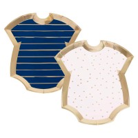 Paper Plates 'Body' Gender Reveal Mixed Pink and Blue with Gold- 8 pcs. 