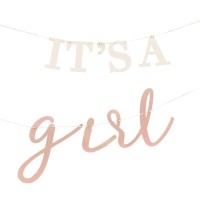 Guirlande à lettres Babyshower "It's a Girl" Rose (2x 150cm)