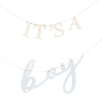 Guirlande à Lettres Babyshower "It's a Boy" Bleu (2x 150cm)