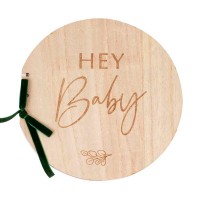 Guest Book 'Hey Baby' Wood Round