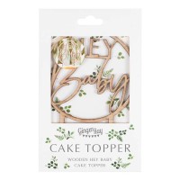 Cake Topper Taartdecoratie "Hey Baby" Hout 