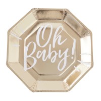 Oh Baby! Gold Paper Plates - 8 pcs. (25cm)