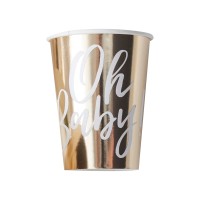 Oh Baby! Gold Baby Shower Cups  - 8 pcs. (266ml)
