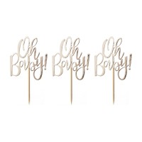 Cupcake Toppers "Oh Baby" Babyshower Goud - 12 stuks (13,5 x 7cm)
