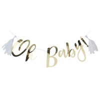 Guirlande à lettres Babyshower 'Oh Baby!' Doré (150cm)