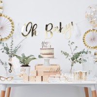 Gold Oh Baby! Baby Shower Bunting (150cm)
