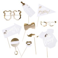 Photobooth Props Oh Baby Shower Gold - 10 pcs.
