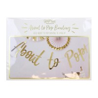 Gold About To Pop Baby Shower Bunting (150cm)