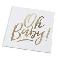 Gastenboek "Oh Baby!" Wit-Goud (20,5 x 21 cm)