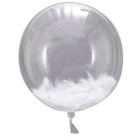 Bubble Clearz Ballonnen (40cm) Transparant met Witte Pluimen - 3 stuks