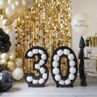 DIY Pakket: Ballonslinger Milestone 30e Verjaardag Champagne Goud-Zwart
