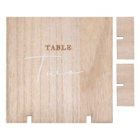 Tisch Nümmer Holz - Set von 12 (15 x 15cm)