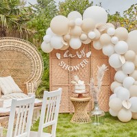 DIY Welcome Home Bunting with Balloons, White-Gold