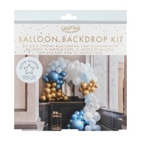 DIY Balloon Arch Kit Large - Blues & Gold Chrome