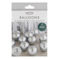 Mini Ballonnen (12cm) Set voor Ballonstand Mozaiek, Zilver Chroom - 40 stuks
