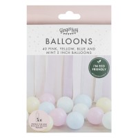 Mini Ballonnen (12cm) Set voor Ballonstand Mozaiek, Pastel - 40 stuks