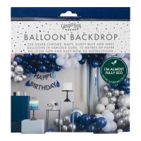 DIY Balloon Arch Kit Mixed Blue & Silver Chrome