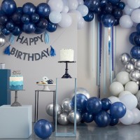 DIY Arc de Ballons Bleu & Argenté Chrome