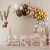 DIY Balloon Arch Kit with Paper Fans - Taupe, Brown & Nude