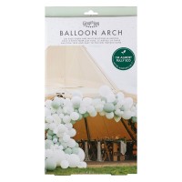 DIY Arc de Ballons ave Éventails en Papier, Blanc & Vert Sauge
