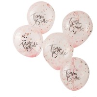 Ballons Confettis 'Team Bride' Rose Doré - 5 pcs. (12'/30cm) 