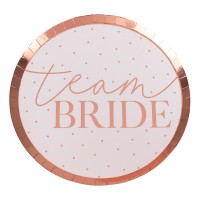 Assiettes en Papier "Team Bride" Blush Rose - 8 pcs.