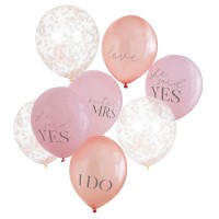 Vrijgezellen Hen Party Slogan & Confetti Ballonnen, Roze - 8 Stuks 