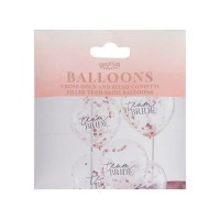 Confetti Balloons 'Team Bride' Pink-Rose Gold - 5 Pcs. (12'/30cm)