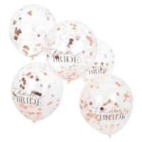 Confetti Ballons 'Team Bride' Rose-Rosé Doré - 5 Pcs. (12'/30cm)