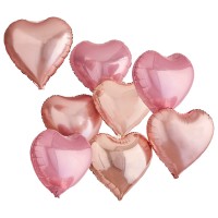 Customisable Pink & Rose Gold Heart Balloons With Stickers