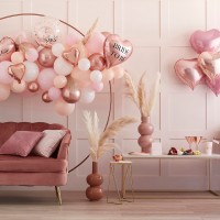 Kit de Décoration de Chambre 'Bride' et Ballons Coeurs Rose Doré