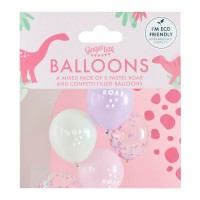 Ballonboeket Dinosaurus Roar Pastel Confetti - 5 stuks