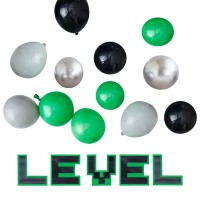 Black, Green and Grey Balloon Mosaic Balloon Pack with LEVEL Letters - 40 pcs.